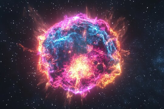 A radiant supernova remnant shining brightly in deep space, reflecting the grandeur and ephemerality of cosmic forces in an awe-inspiring display.