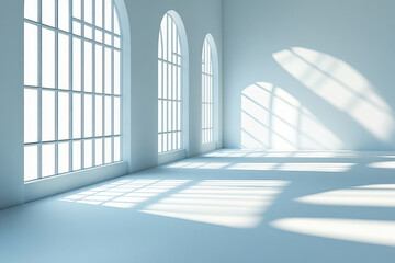 Empty studio background and potted plant with soft light and shadow.