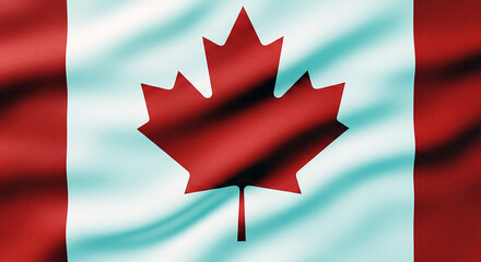 Obraz premium Canadian Flag Maple Leaf National Symbol Red White Fabric Texture Patriotism Background Image