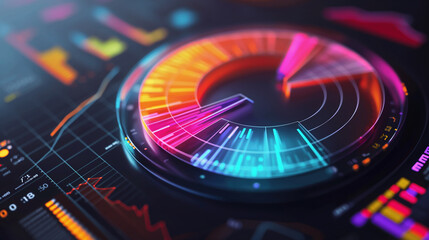 Vibrant Data Visualization on a Futuristic Interface