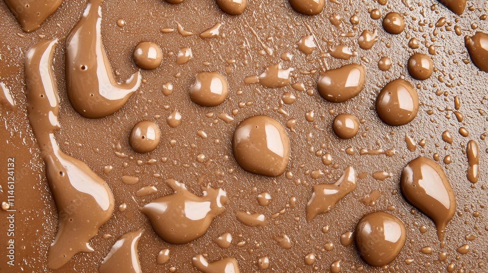 Aufkleber brown liquid on a surface with drops of it. color of the year mocha mousse