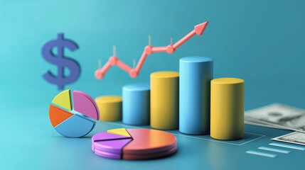 Colorful financial charts showing growth and investment