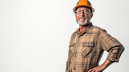 Mature Construction Worker in Hard Hat Portrait