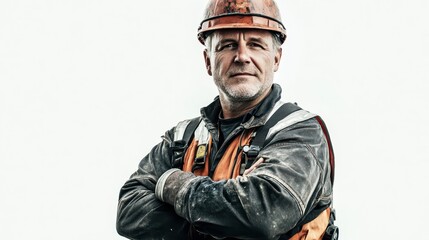 Fototapeta premium Middle-Aged Construction Worker in Safety Gear