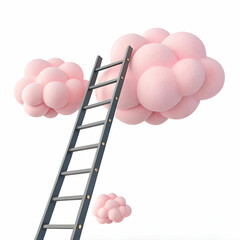a ladder straight to the pink cloud 3d renderi
