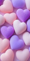 Obraz premium Bright and colorful collection of heart-shaped sponges capturing a soft and playful expression of love and creativity.