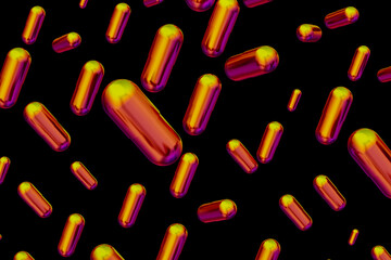 Bright abstract background of colorful pills floating in space
