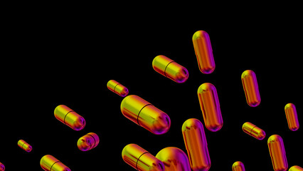 Bright abstract background of colorful pills floating in space