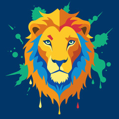 lion head splatter paint creating an abstract lion face