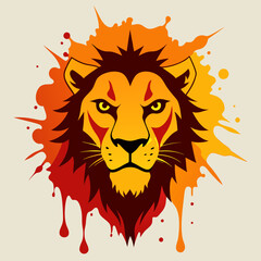 lion head splatter paint creating an abstract lion face