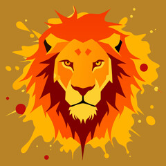 lion head splatter paint creating an abstract lion face