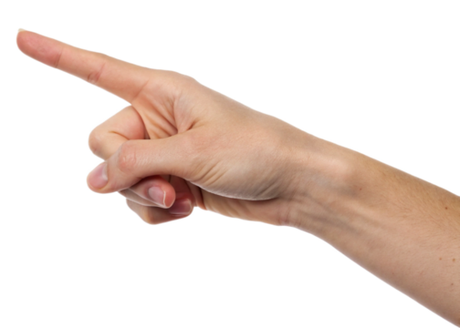 Index finger reaching touch, tap, click, indicate isolated on white background., transparent PNG