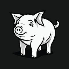 Elegant Silhouette Of A Black And White Pig Vector Illustration