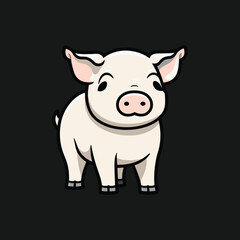 Elegant Silhouette Of A Black And White Pig Vector Illustration