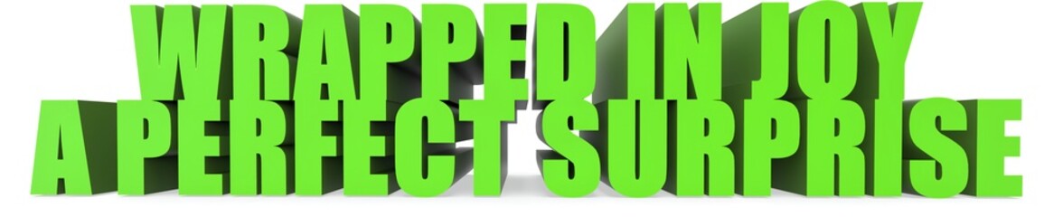 Wrapped In Joy a Perfect Surprise, 3d text