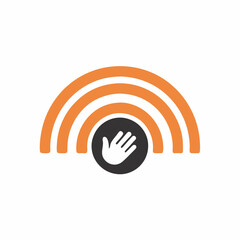 Unique Connectivity Logo with Hand Symbol.