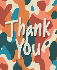 Thank You card with abstract camouflage pattern in vibrant colors