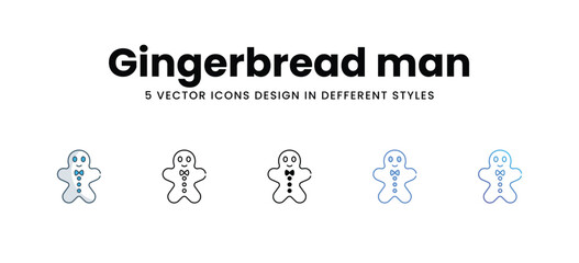 Gingerbread man icons in different style vector stock illustration