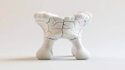 A cracked, artistic stool with a unique design, showcasing texture and form.