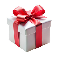 Obraz premium Elegant White Gift Box with Red Ribbon