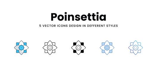 Poinsettia icons in different style vector stock illustration