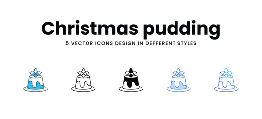 Christmas pudding icons in different style vector stock illustration