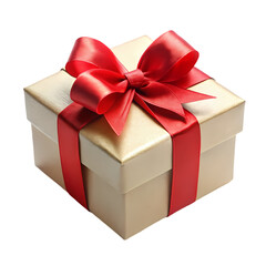 Obraz premium Elegant White Gift Box with Red Ribbon