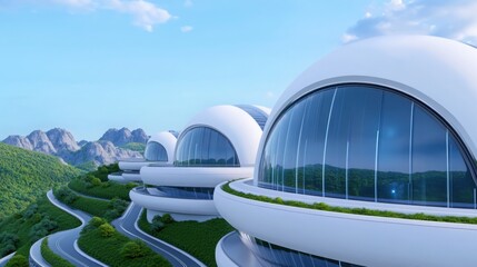 Obraz premium A futuristic zero-waste manufacturing plant with robotic systems, clean surfaces