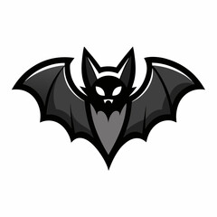 Simple Halloween Bat Silhouette - Black and White Spooky Illustration