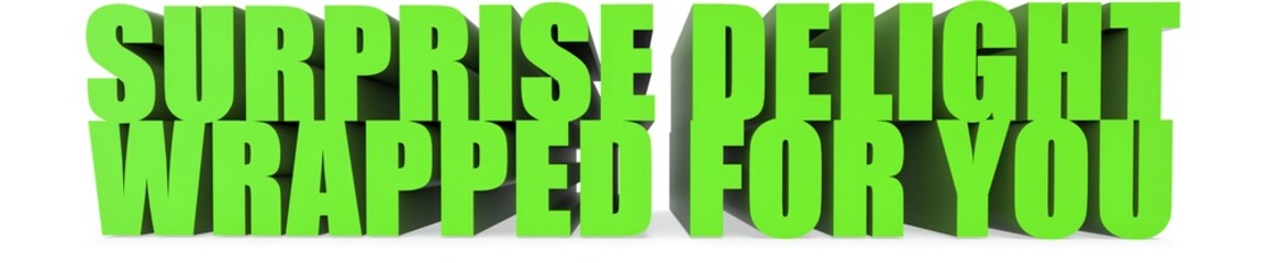Surprise Delight wrapped For You, 3d text