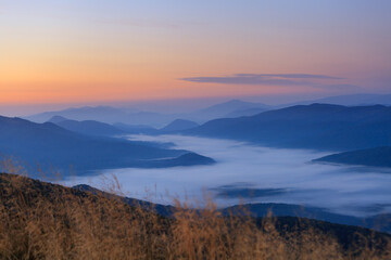 fog in the mountain valley