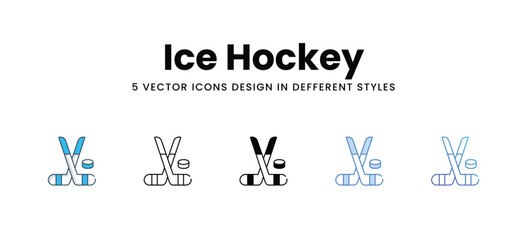 Ice Hockey icons in different style vector stock illustration