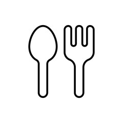 Spoon and fork outline icons, minimalist vector illustration ,simple transparent graphic element .Isolated on white background