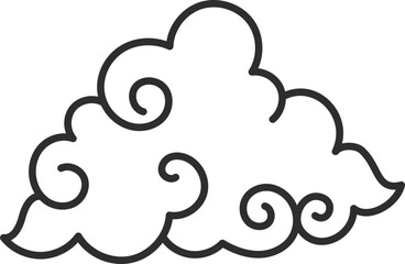 cloud outline chinese new year ornamental celebration vector