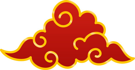 red cloud with gold outline chinese new year celebration ornament