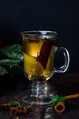 ginger tea, in a clear glass