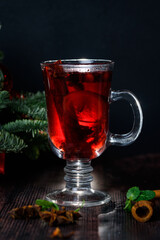 berry tea, in a clear glass t