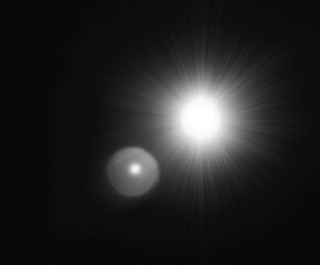White lens flare effect on a dark background