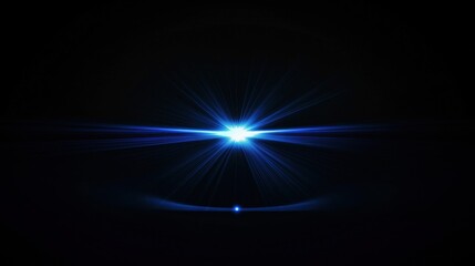 Lens flare with blue light on a black background