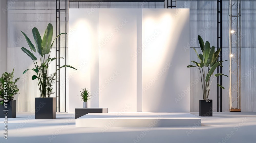 Fototapete Versatile backdrop with interchangeable design elements and a minimalist aesthetic, perfect for staging multi-purpose events.