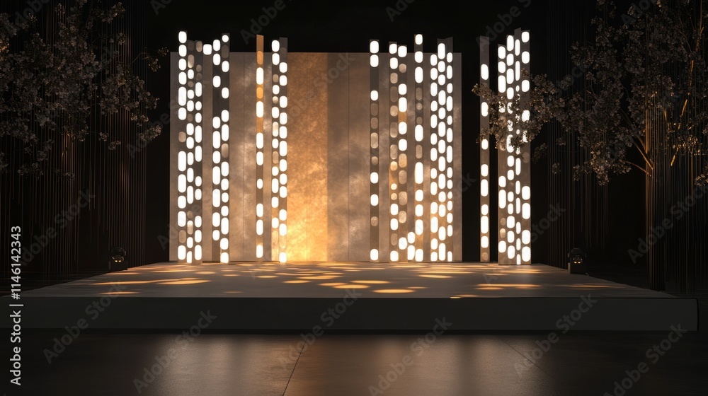 Fototapete Versatile backdrop with interchangeable design elements and a minimalist aesthetic, perfect for staging multi-purpose events.