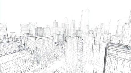 Fototapeta premium A wireframe cityscape illustration depicting a futuristic urban environment.