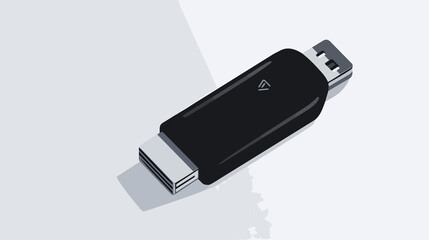 Modern USB Flash Drive Vector Silhouette Isolated on White Background