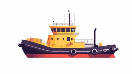Tugboat Water Transport Isolated Vector Illustration