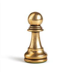 Golden Chess Pawn, isolated on a white background