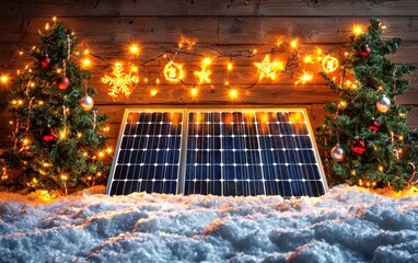 solar panel cozy christmas background professional photo