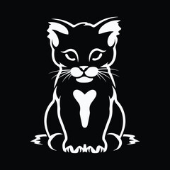 Obraz premium Elegant Silhouette Of A Black And White Puma Vector Illustration