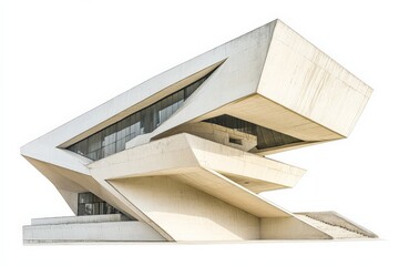 This image showcases a modern and uniquely designed building with angular forms, emphasizing innovative architecture and bold structural engineering style.