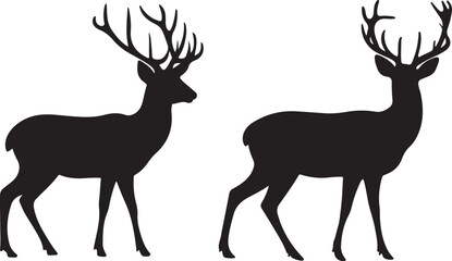 Black Silhouette of Two Deer with Antlers vector