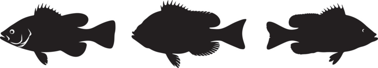 Fish silhouette vector set 